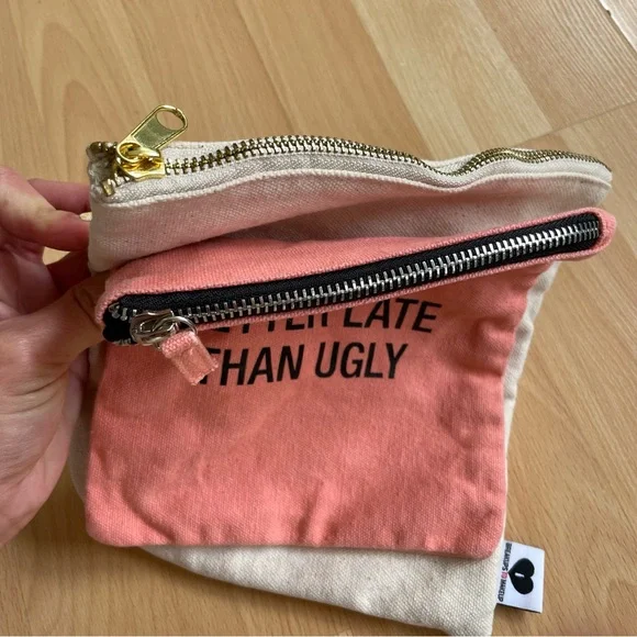 Snarky Funny cosmetic makeup bags Canvas jewelry travel bag zippered pouch 2 ct - Picture 9 of 9